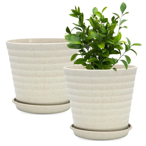 Bamboo Based Linea Flower Pots Set of 2